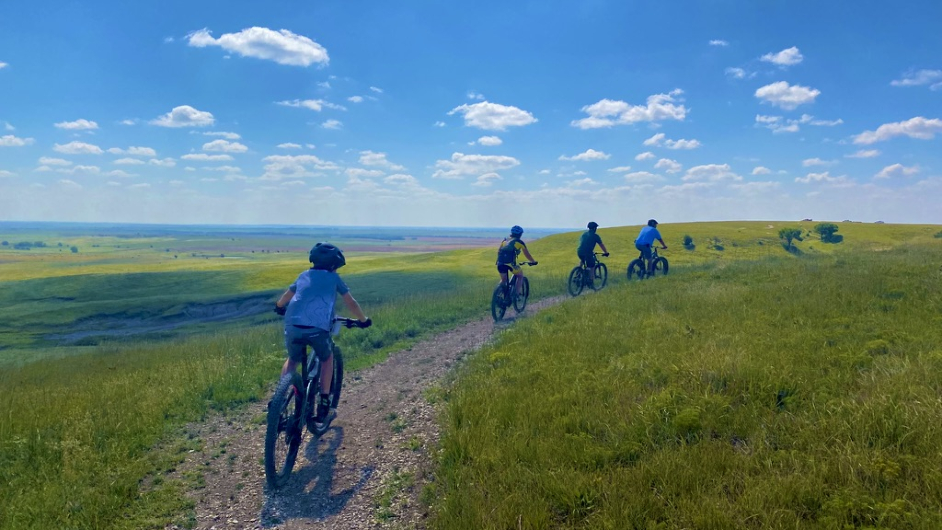 biking on trail